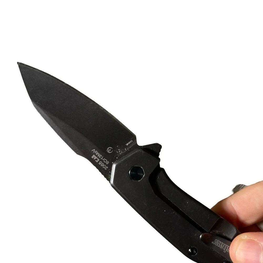 Kershaw 2065 Black Folding Knife 8Cr13MoV w/ Tribal Dragon Engraving EDC